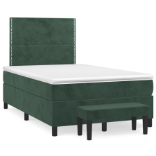 vidaXL sötétzöld bársony rugós ágy matraccal 120x190 cm ágy és ágykellék
