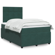vidaXL sötétzöld bársony rugós ágy matraccal 120x190 cm ágy és ágykellék