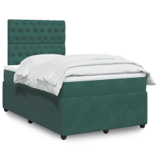 vidaXL sötétzöld bársony rugós ágy matraccal 120x190 cm ágy és ágykellék