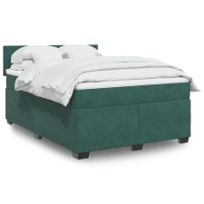 vidaXL sötétzöld bársony rugós ágy matraccal 140x190 cm ágy és ágykellék