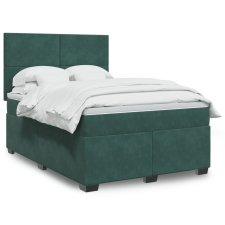vidaXL sötétzöld bársony rugós ágy matraccal 140x190 cm ágy és ágykellék