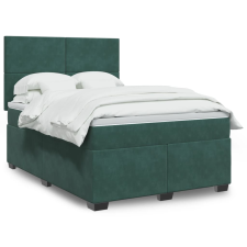 vidaXL sötétzöld bársony rugós ágy matraccal 140x190 cm ágy és ágykellék