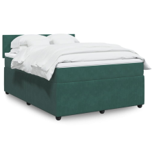vidaXL sötétzöld bársony rugós ágy matraccal 140x190 cm ágy és ágykellék