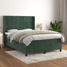 vidaXL sötétzöld bársony rugós ágy matraccal 140x190 cm ágy és ágykellék