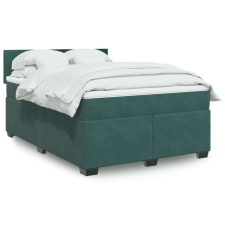vidaXL sötétzöld bársony rugós ágy matraccal 140x190 cm ágy és ágykellék