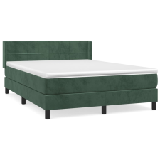 vidaXL sötétzöld bársony rugós ágy matraccal 140x190 cm (3130958) ágy és ágykellék