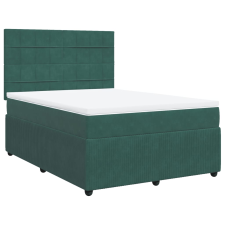 vidaXL sötétzöld bársony rugós ágy matraccal 140x190 cm (3292337) ágy és ágykellék