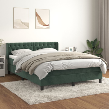 vidaXL sötétzöld bársony rugós ágy matraccal 140x200 cm ágy és ágykellék