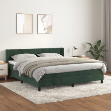 vidaXL sötétzöld bársony rugós ágy matraccal 160x200 cm ágy és ágykellék