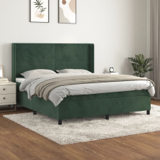 vidaXL sötétzöld bársony rugós ágy matraccal 160x200 cm ágy és ágykellék