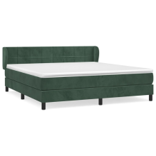 vidaXL sötétzöld bársony rugós ágy matraccal 160x200 cm (3127502) ágy és ágykellék