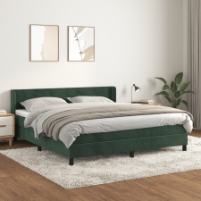vidaXL sötétzöld bársony rugós ágy matraccal 180x200 cm ágy és ágykellék