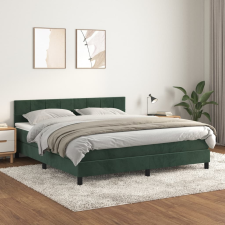 vidaXL sötétzöld bársony rugós ágy matraccal 180x200 cm ágy és ágykellék