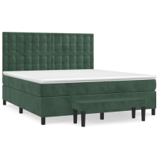 vidaXL sötétzöld bársony rugós ágy matraccal 180x200 cm (3138100) ágy és ágykellék