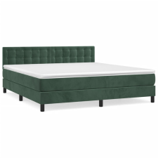 vidaXL sötétzöld bársony rugós ágy matraccal 180x200 cm (3141560) ágy és ágykellék