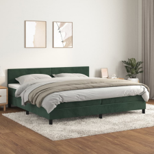 vidaXL Sötétzöld bársony rugós ágy matraccal 200x200 cm ágy és ágykellék