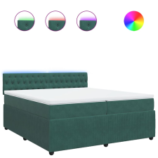 vidaXL sötétzöld bársony rugós ágy matraccal 200x200 cm (3290139) ágy és ágykellék