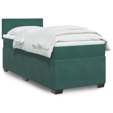 vidaXL sötétzöld bársony rugós ágy matraccal 90 x 200 cm ágy és ágykellék
