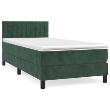 vidaXL sötétzöld bársony rugós ágy matraccal 90 x 200 cm (3141404) - Ágyak és ágykeretek ágy és ágykellék