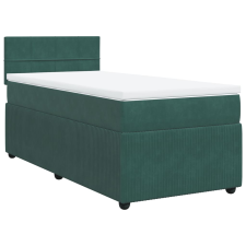 vidaXL sötétzöld bársony rugós ágy matraccal 90 x 200 cm (3287653) ágy és ágykellék