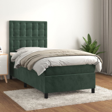 vidaXL sötétzöld bársony rugós ágy matraccal 90x190 cm ágy és ágykellék