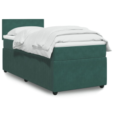 vidaXL sötétzöld bársony rugós ágy matraccal 90x190 cm ágy és ágykellék