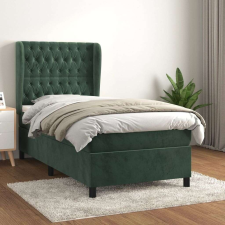 vidaXL sötétzöld bársony rugós ágy matraccal 90x190 cm ágy és ágykellék