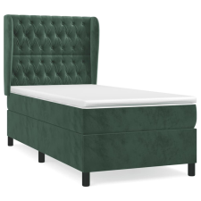 vidaXL sötétzöld bársony rugós ágy matraccal 90x190 cm (3129366) ágy és ágykellék