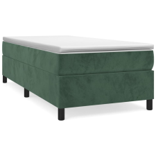 vidaXL sötétzöld bársony rugós ágy matraccal 90x190 cm (3144654) ágy és ágykellék