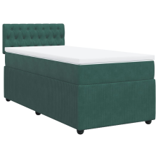 vidaXL sötétzöld bársony rugós ágy matraccal 90x190 cm (3287623) ágy és ágykellék