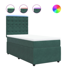 vidaXL sötétzöld bársony rugós ágy matraccal 90x190 cm (3294529) ágy és ágykellék