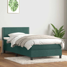 vidaXL sötétzöld bársony rugós ágy matraccal 90x220 cm ágy és ágykellék
