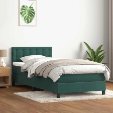 vidaXL sötétzöld bársony rugós ágy matraccal 90x220 cm ágy és ágykellék
