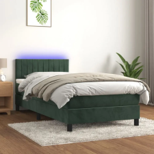 vidaXL sötétzöld bársony rugós és LED-es ágy matraccal 100x200 cm ágy és ágykellék