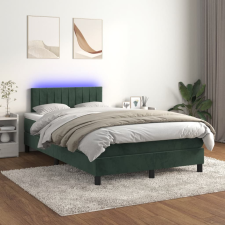 vidaXL sötétzöld bársony rugós és LED-es ágy matraccal 120x200 cm ágy és ágykellék