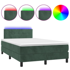 vidaXL sötétzöld bársony rugós és LED-es ágy matraccal 120x200 cm (3134396) ágy és ágykellék
