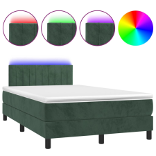 vidaXL sötétzöld bársony rugós és LED-es ágy matraccal 120x200 cm (3134516) ágy és ágykellék