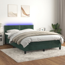 vidaXL sötétzöld bársony rugós és LED-es ágy matraccal 140x190 cm ágy és ágykellék