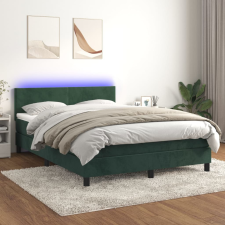 vidaXL sötétzöld bársony rugós és LED-es ágy matraccal 140x200 cm ágy és ágykellék