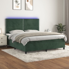 vidaXL sötétzöld bársony rugós és LED-es ágy matraccal 180x200 cm ágy és ágykellék
