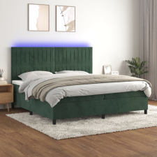 vidaXL sötétzöld bársony rugós és LED-es ágy matraccal 200x200 cm ágy és ágykellék