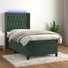 vidaXL Sötétzöld bársony rugós és LED-es ágy matraccal 80 x 200 cm ágy és ágykellék