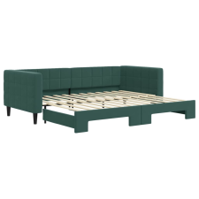 vidaXL sötétzöld kihúzható bársony heverő 90 x 200 cm (3196693) ágy és ágykellék