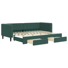 vidaXL sötétzöld kihúzható bársony heverő fiókkal 80 x 200 cm (3196734) ágy és ágykellék