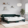 vidaXL sötétzöld kihúzható bársony heverő matraccal 100 x 200 cm