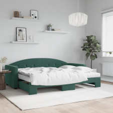 vidaXL sötétzöld kihúzható bársony heverő matraccal 80 x 200 cm ágy és ágykellék