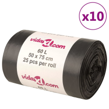 vidaXL szemeteszsákok 250 db Fekete 60 L tisztító- és takarítószer, higiénia