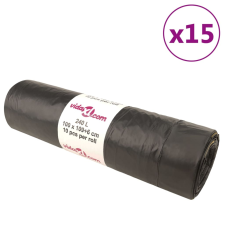vidaXL szemeteszsákok húzózsinórral 150 db Fekete 240 L tisztító- és takarítószer, higiénia