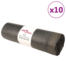 vidaXL szemeteszsákok húzózsinórral 250 db Fekete 60 L tisztító- és takarítószer, higiénia