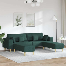 vidaXL Szövet kanapé párnával 3 pcs Sötétzöld 208 cm szövet bútor